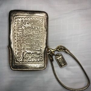 coach golden wallet clutch